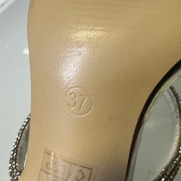 Crystal encrusted straps Elegant Silver Strappy Heels - Picture 7 of 7